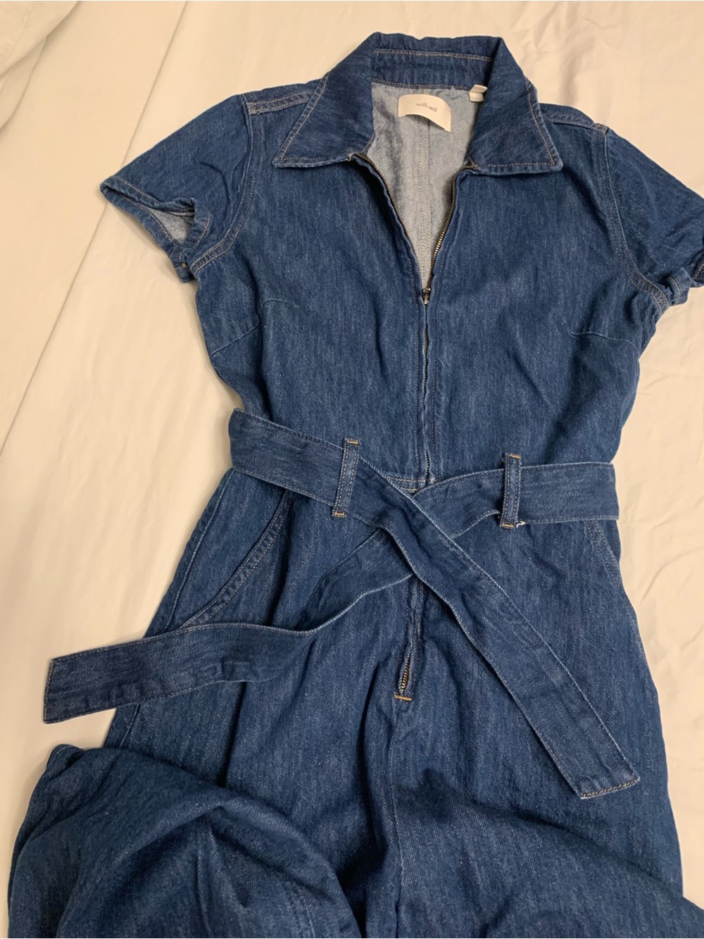 Wilfred Dark Blue Denim jumpsuit with Belt